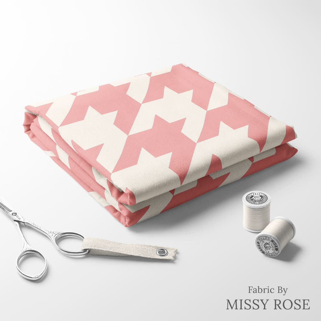 Indy Bloom Fabric Sucker For You Hounds Tooth in Bubblegum 12 folded fabric stack with matching thread - pre-order fabric Australia | Fabric by Missy Rose