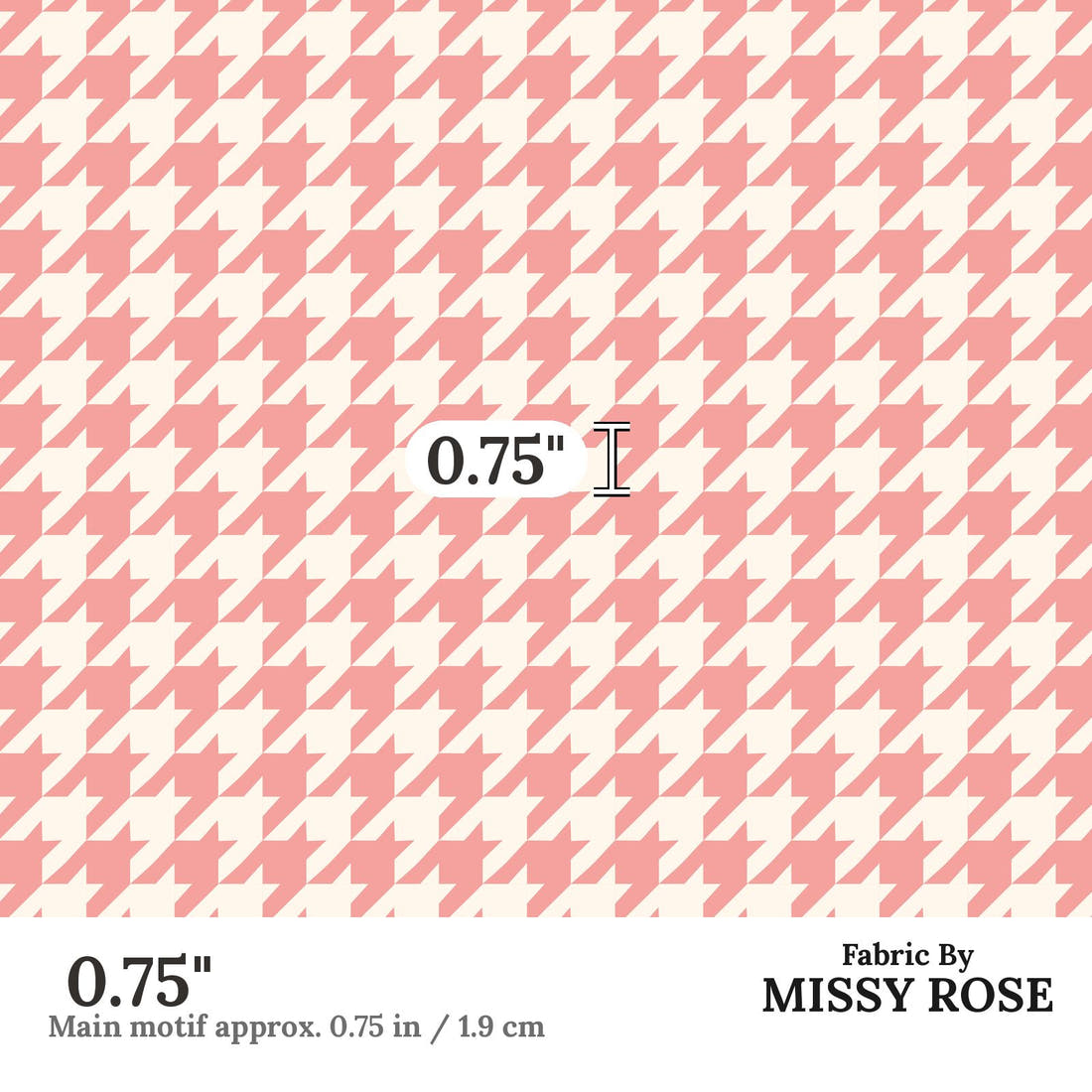 Indy Bloom Fabric Sucker For You Hounds Tooth in Bubblegum 12 0.75 inch print scale guide | Fabric by Missy Rose