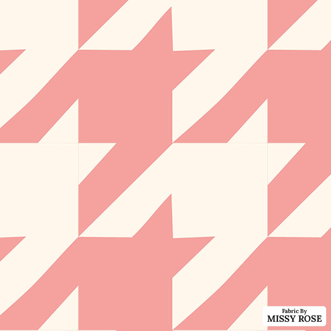 Indy Bloom Fabric Sucker For You Hounds Tooth in Bubblegum 12 flat view of the printed design | Fabric by Missy Rose