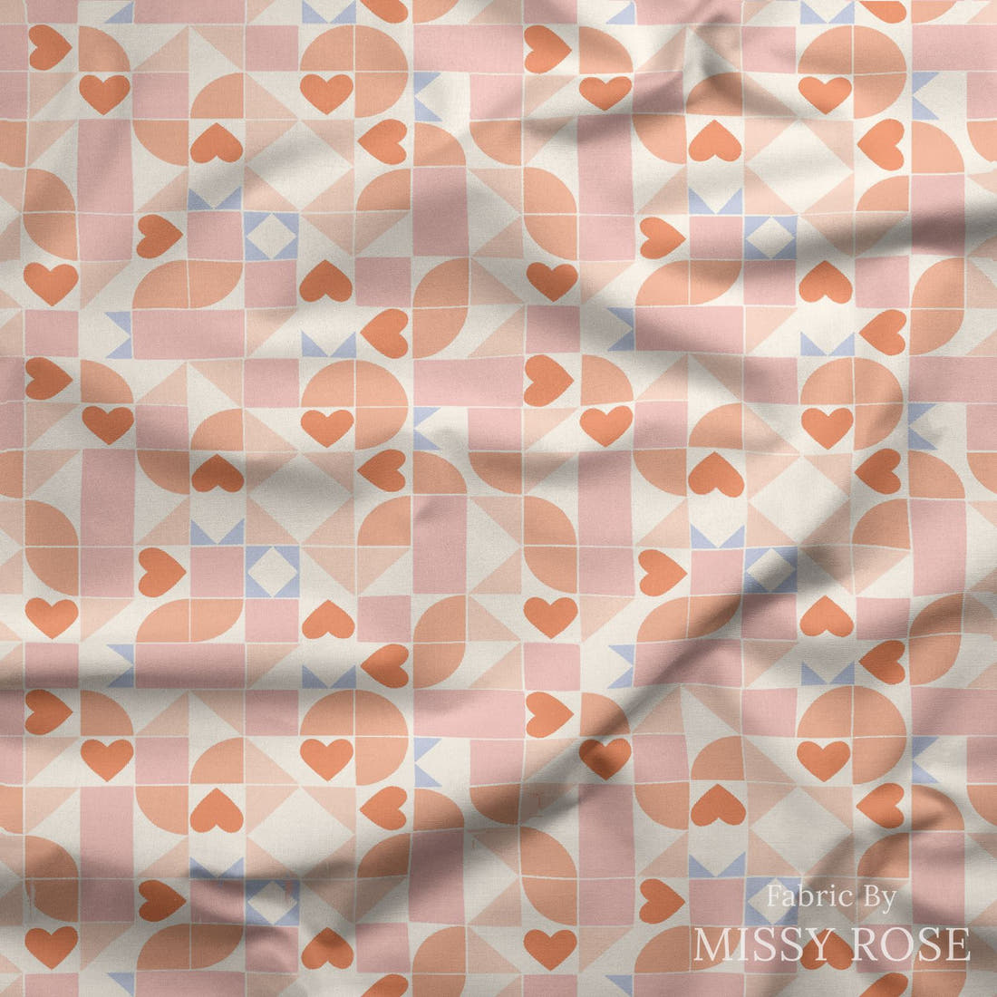 Indy Bloom Fabric Sucker For You Shape Of My Heart 04 draped fabric mockup - custom printed fabric by the metre | Fabric by Missy Rose