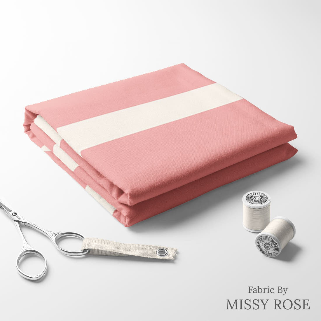 Indy Bloom Fabric Sucker For You Stripes in Bubblegum 14 folded fabric stack with matching thread - pre-order fabric Australia | Fabric by Missy Rose