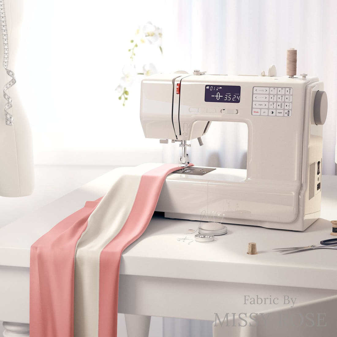 Indy Bloom Fabric Sucker For You Stripes in Bubblegum 14 fabric on a sewing machine - sew your own | Fabric by Missy Rose