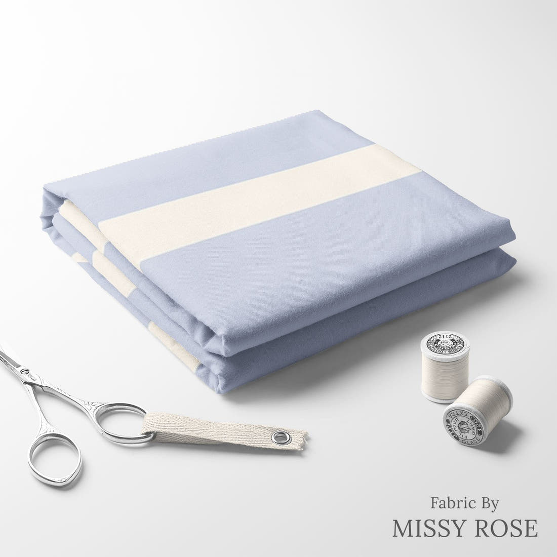 Indy Bloom Fabric Sucker For You Stripes in Periwinkle 16 folded fabric stack with matching thread - pre-order fabric Australia | Fabric by Missy Rose