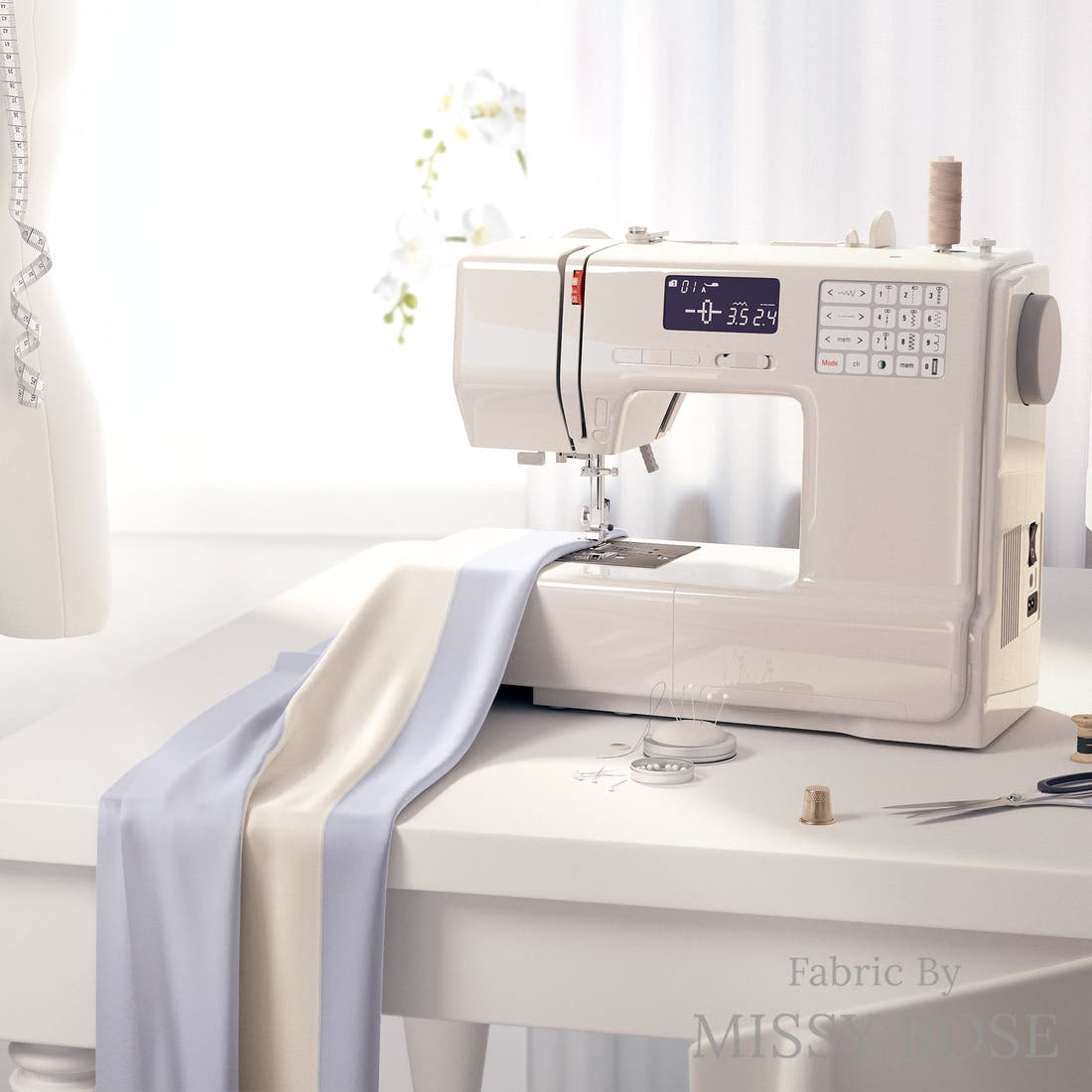 Indy Bloom Fabric Sucker For You Stripes in Periwinkle 16 fabric on a sewing machine - sew your own | Fabric by Missy Rose