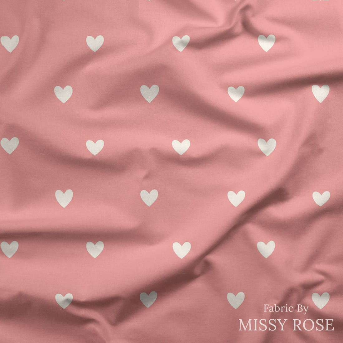 Indy Bloom Fabric Sucker For You Tiny Hearts in Bubblegum 17 draped fabric mockup - custom printed fabric by the metre | Fabric by Missy Rose