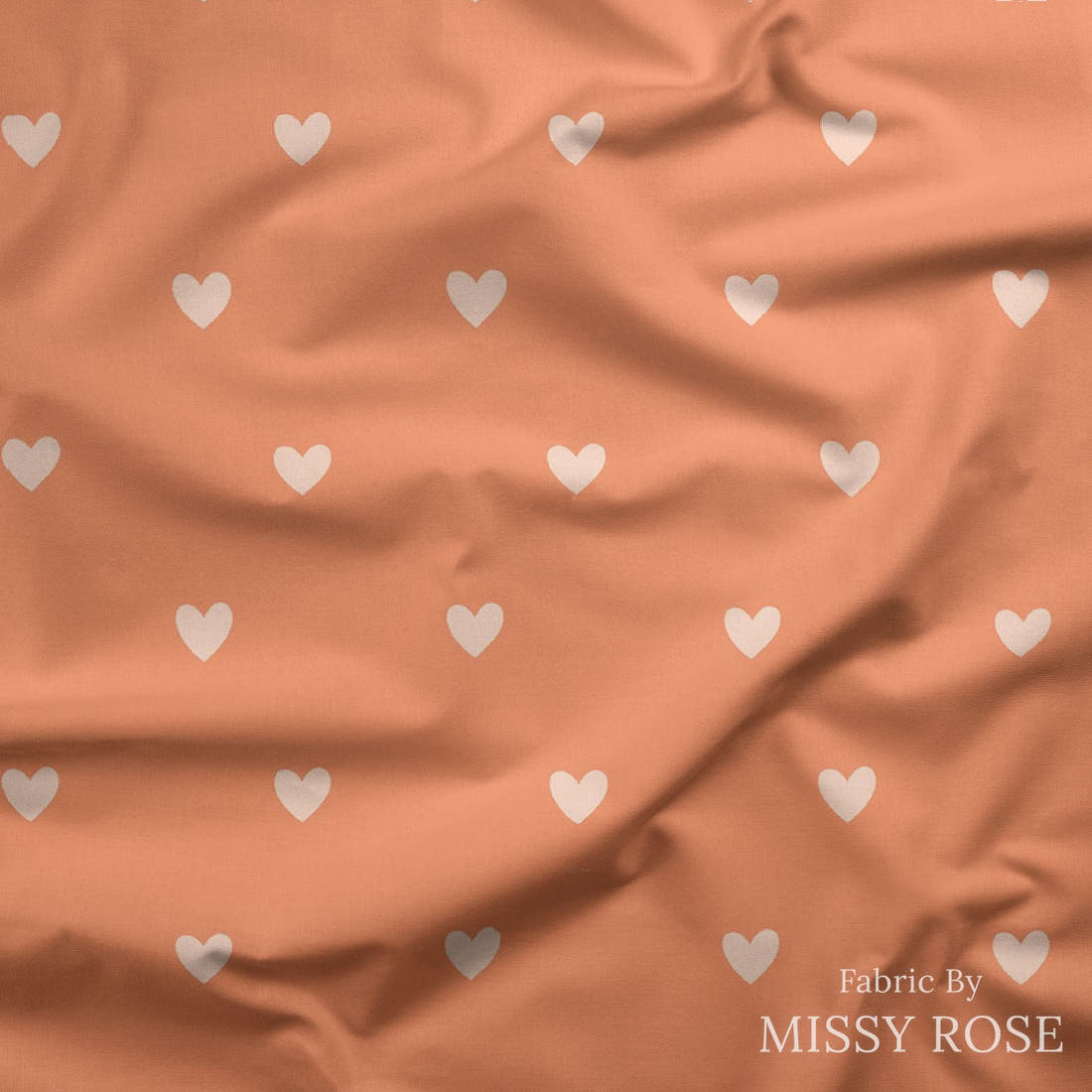 Indy Bloom Fabric Sucker For You Tiny Hearts in Coral 18 draped fabric mockup - custom printed fabric by the metre | Fabric by Missy Rose