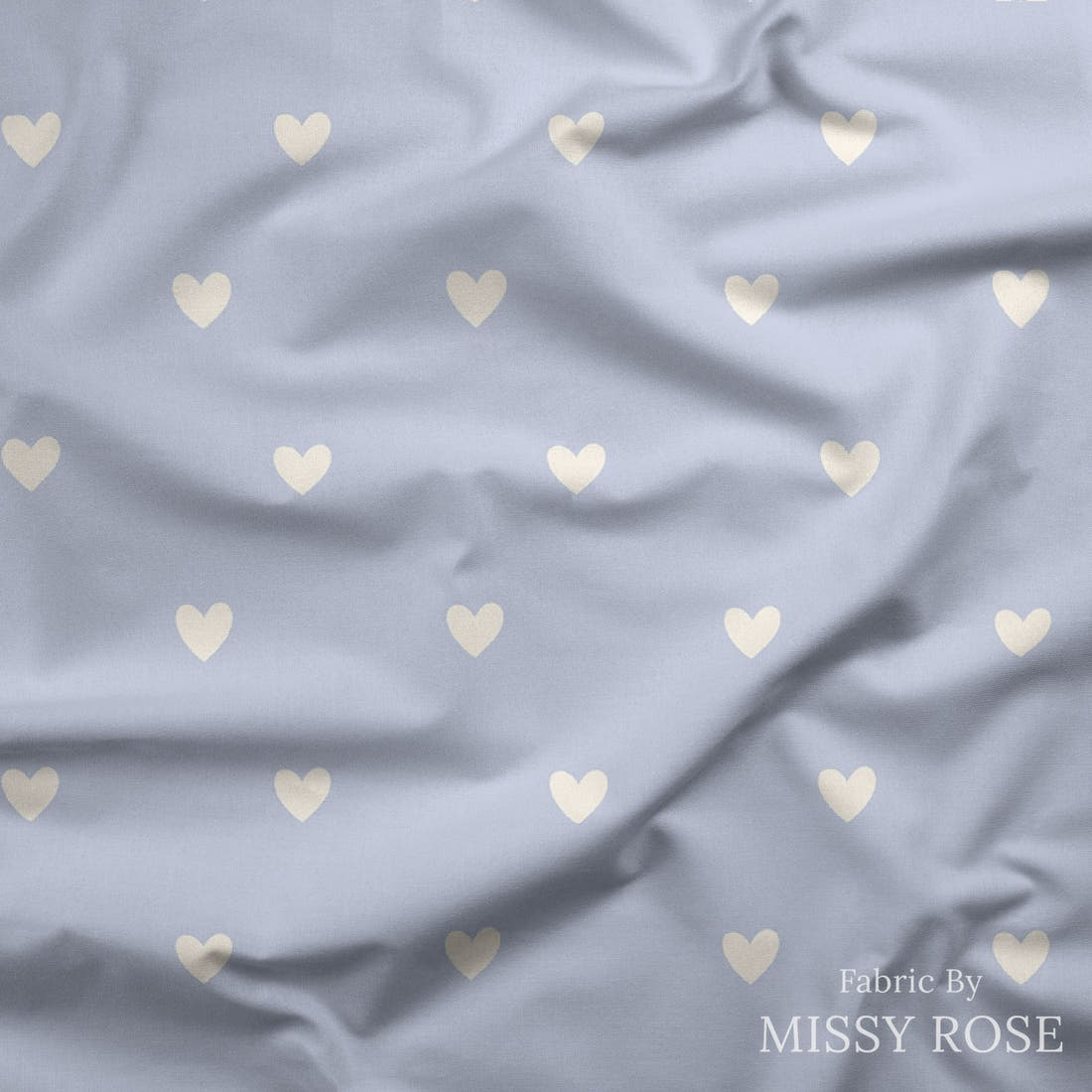 Indy Bloom Fabric Sucker For You Tiny Hearts in Periwinkle 19 draped fabric mockup - custom printed fabric by the metre | Fabric by Missy Rose