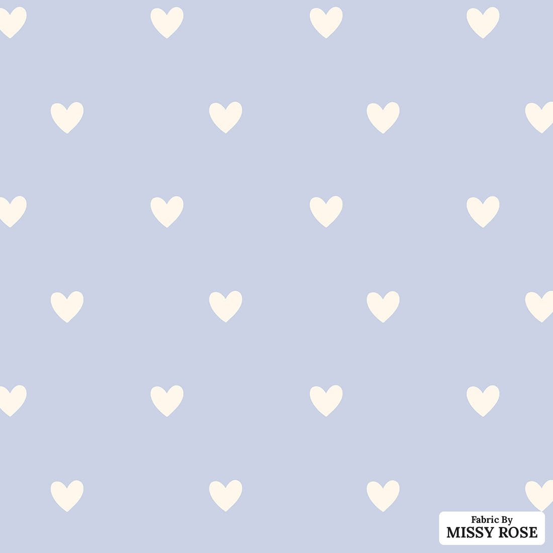 Indy Bloom Fabric Sucker For You Tiny Hearts in Periwinkle 19 flat view of the printed design | Fabric by Missy Rose