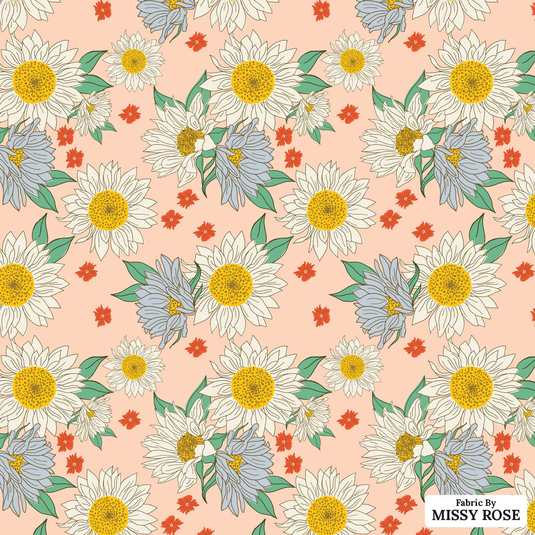 Indy Bloom Fabric Summer Sunshine Blush 01 flat view of the printed design | Fabric by Missy Rose