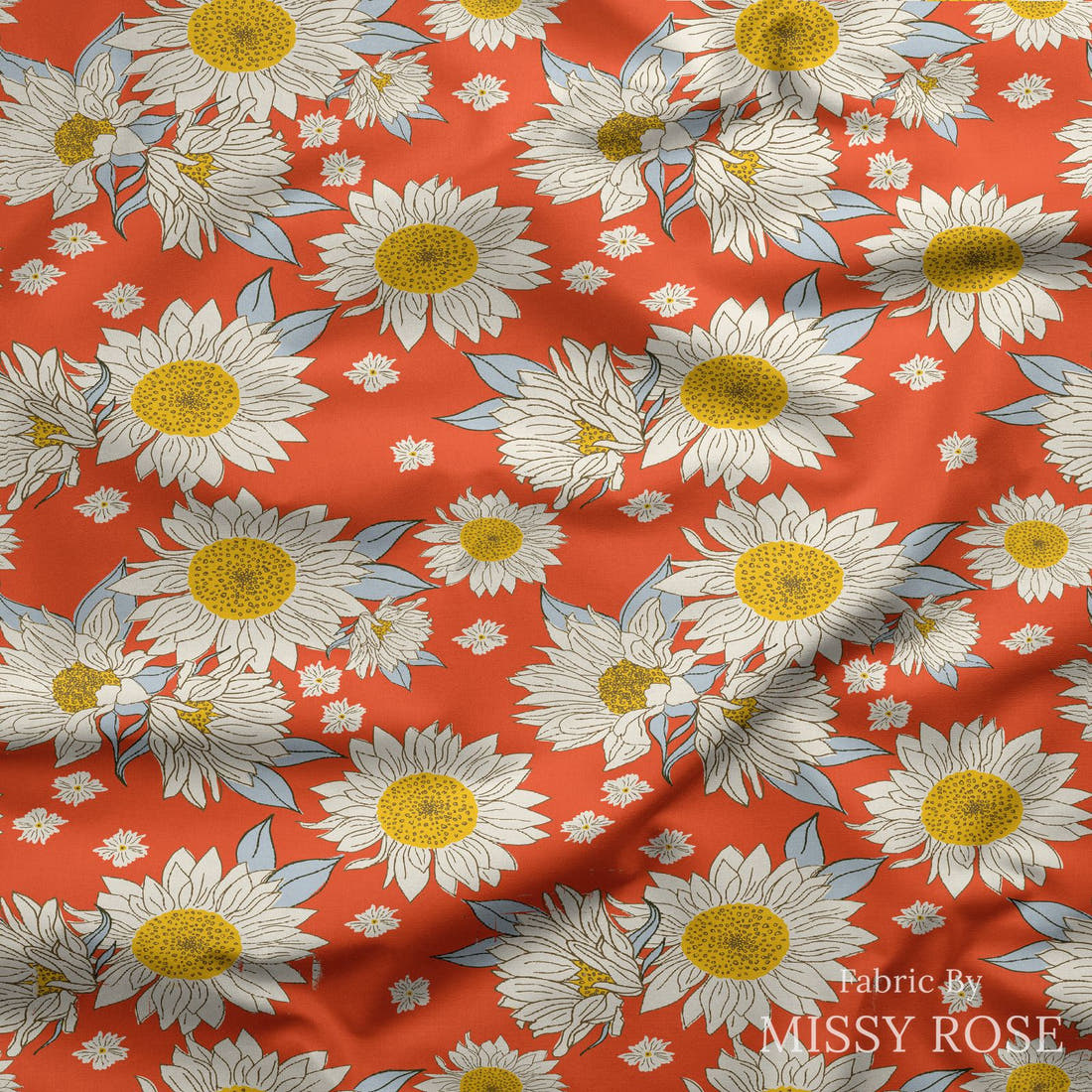 Indy Bloom Fabric Summer Sunshine Cherry 02 draped fabric mockup - custom printed fabric by the metre | Fabric by Missy Rose