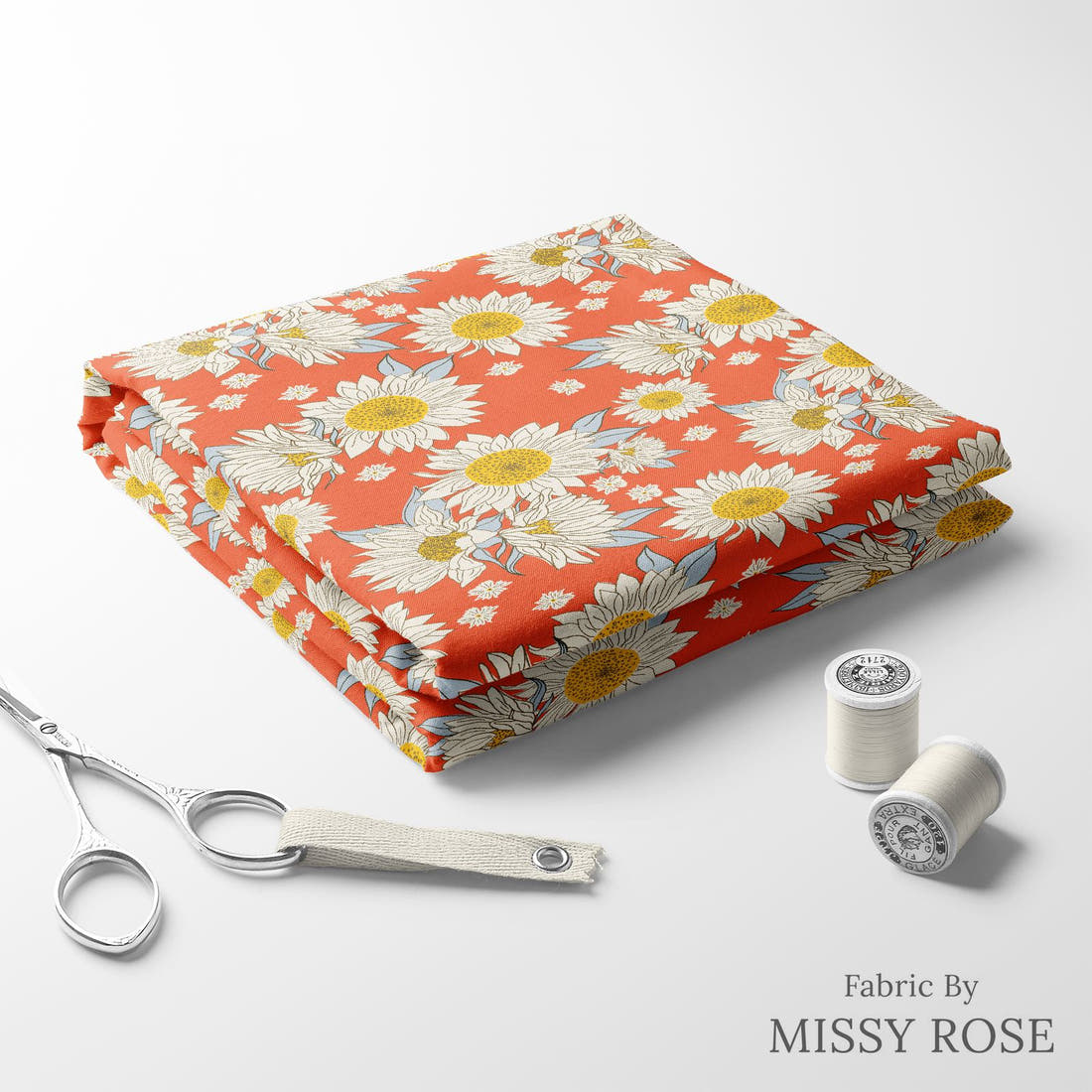 Indy Bloom Fabric Summer Sunshine Cherry 02 folded fabric stack with matching thread - pre-order fabric Australia | Fabric by Missy Rose