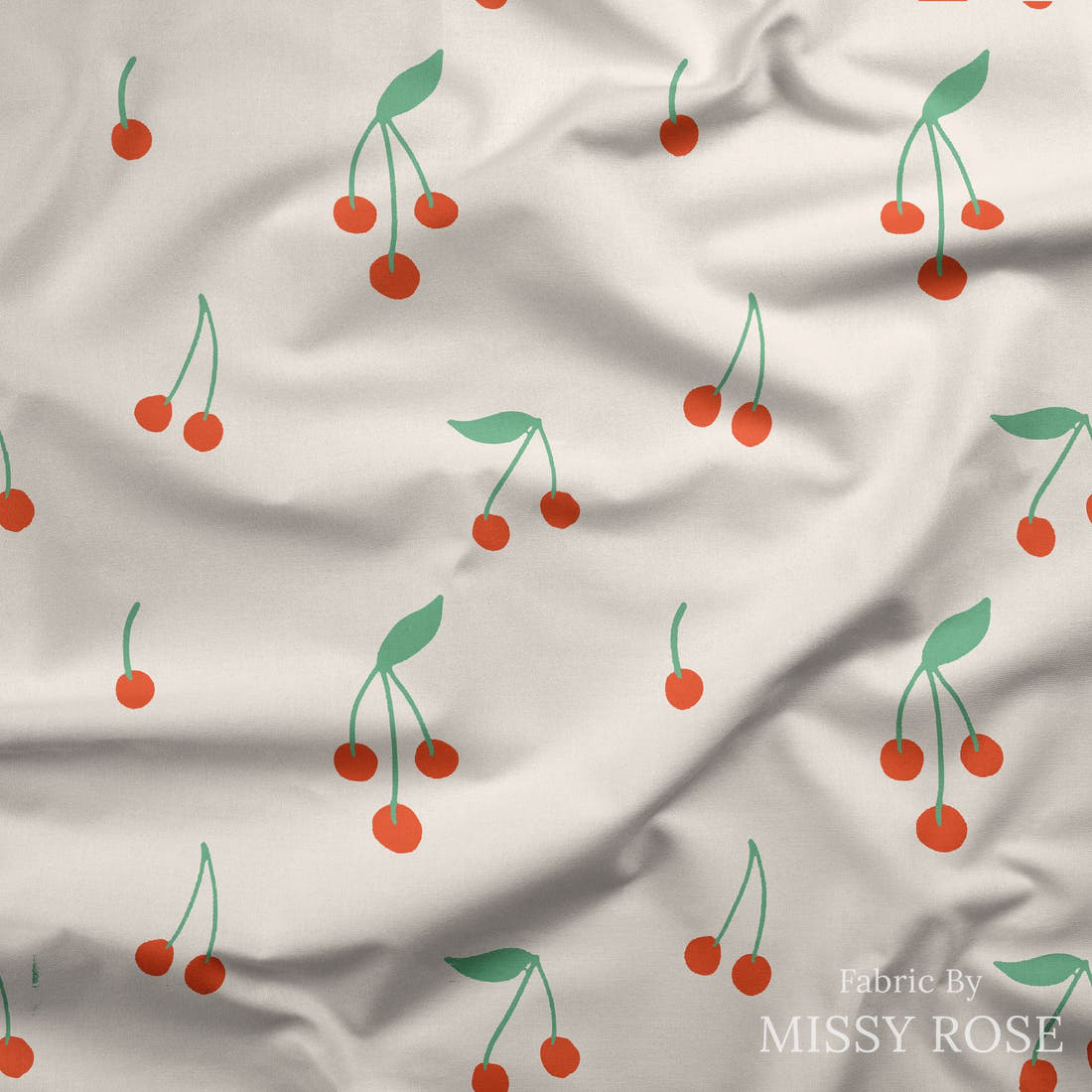 Indy Bloom Fabric Summer Sunshine Cherry 23 draped fabric mockup - custom printed fabric by the metre | Fabric by Missy Rose