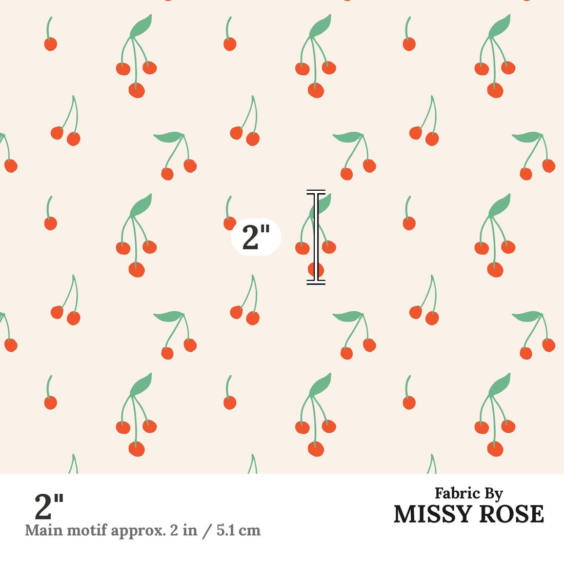 Indy Bloom Fabric Summer Sunshine Cherry 23 2 inch print scale guide | Fabric by Missy Rose