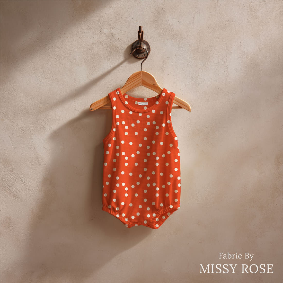Indy Bloom Fabric Summer Sunshine Dots in Red 17 sewn into a baby romper - custom printed fabric | Fabric by Missy Rose