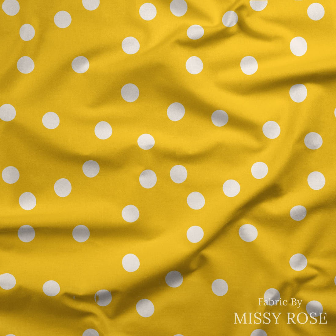 Indy Bloom Fabric Summer Sunshine Dots in Sunshine 20 draped fabric mockup - custom printed fabric by the metre | Fabric by Missy Rose