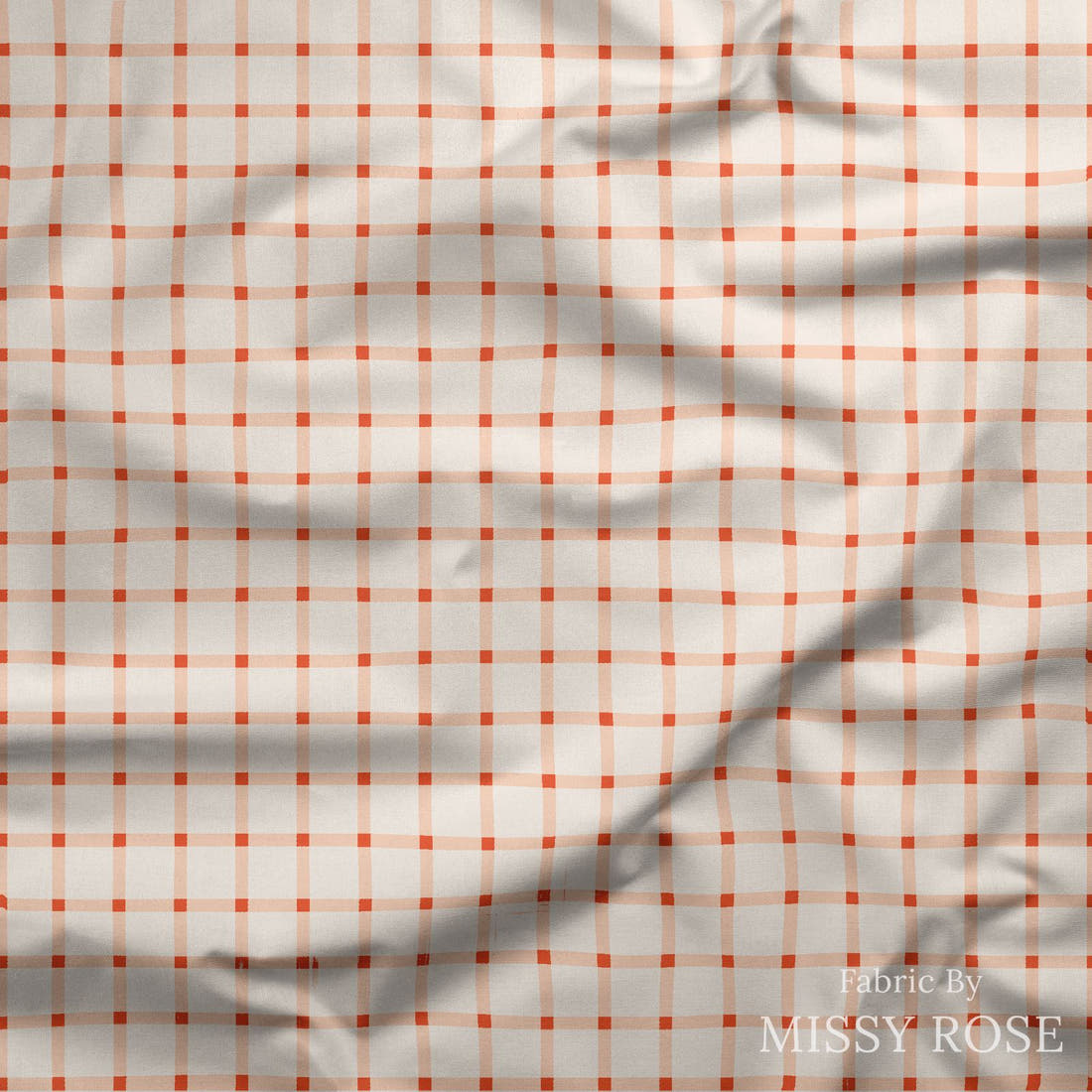 Indy Bloom Fabric Summer Sunshine Gingham in Cherry Blush 16 draped fabric mockup - custom printed fabric by the metre | Fabric by Missy Rose