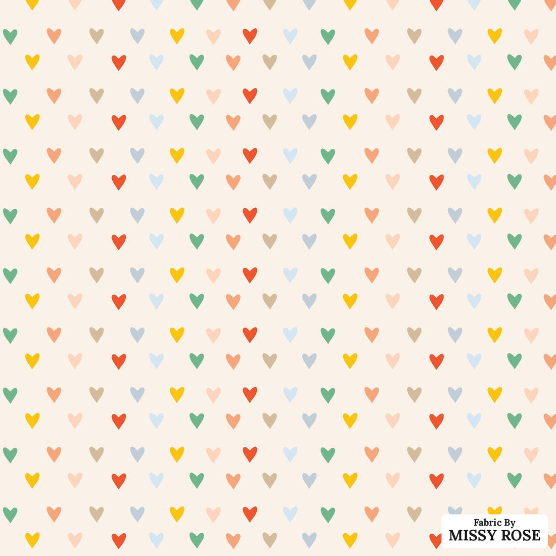 Indy Bloom Fabric Summer Sunshine Hearts 09 flat view of the printed design | Fabric by Missy Rose