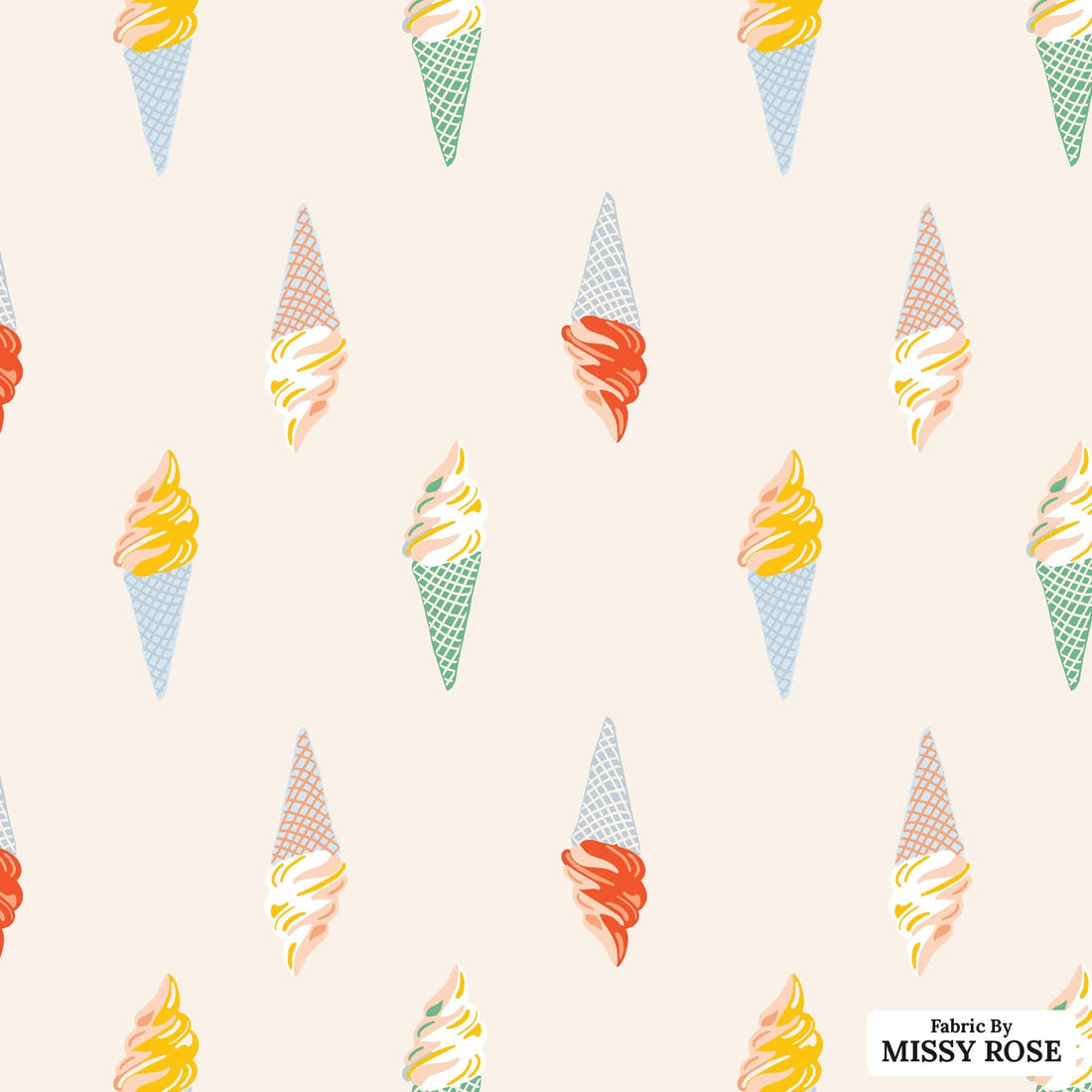 Indy Bloom Fabric Summer Sunshine Ice Cream 05 flat view of the printed design | Fabric by Missy Rose