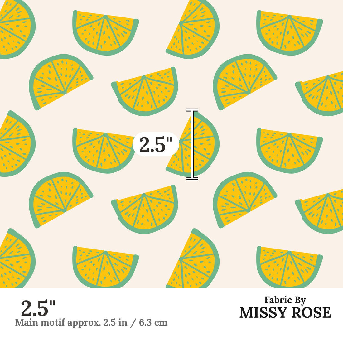 Indy Bloom Fabric Summer Sunshine Limes 06 2.5 inch print scale guide | Fabric by Missy Rose
