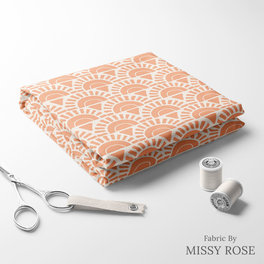 Indy Bloom Fabric Summer Sunshine Peach Sunrise 22 folded fabric stack with matching thread - pre-order fabric Australia | Fabric by Missy Rose