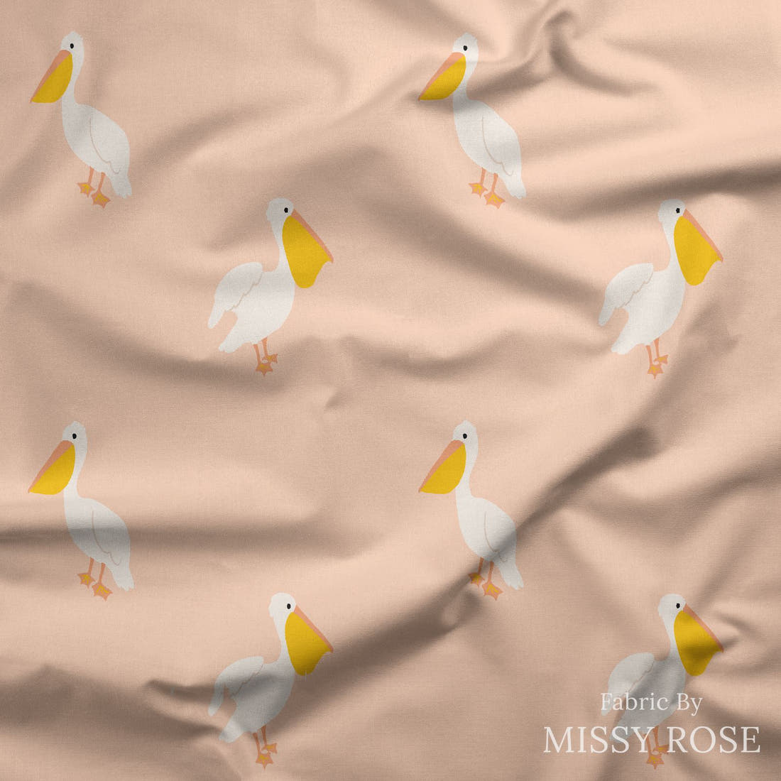 Indy Bloom Fabric Summer Sunshine Pelican in Blush 07 draped fabric mockup - custom printed fabric by the metre | Fabric by Missy Rose