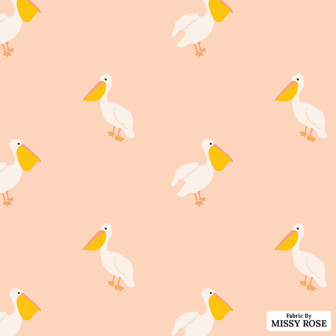 Indy Bloom Fabric Summer Sunshine Pelican in Blush 07 flat view of the printed design | Fabric by Missy Rose