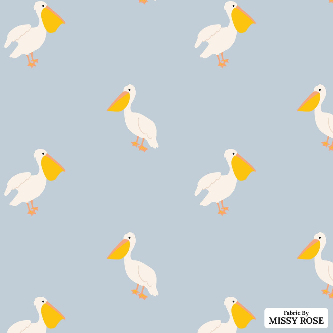 Indy Bloom Fabric Summer Sunshine Pelican in Periwinkle 08 flat view of the printed design | Fabric by Missy Rose
