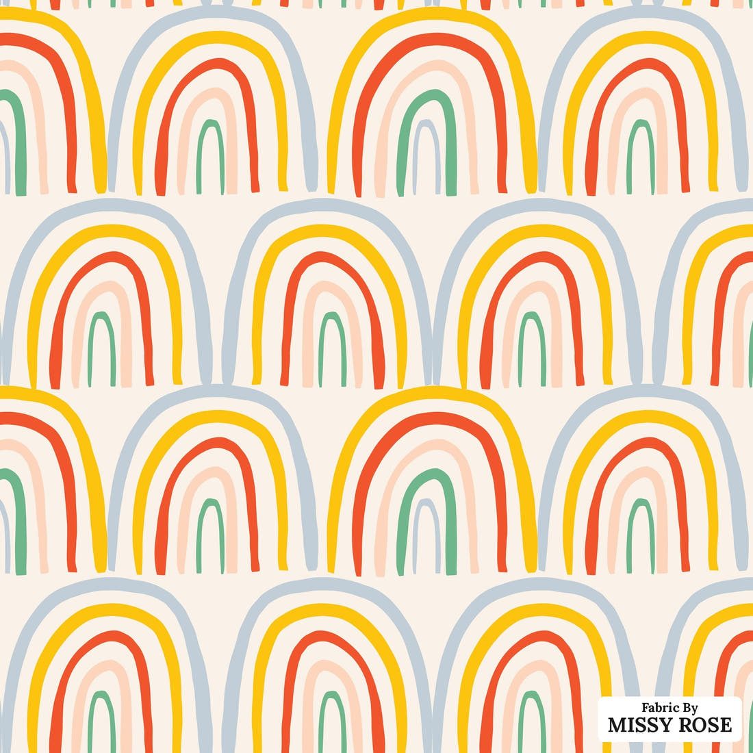 Indy Bloom Fabric Summer Sunshine Rainbow 04 flat view of the printed design | Fabric by Missy Rose