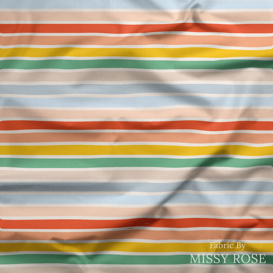 Indy Bloom Fabric Summer Sunshine Stripes 24 draped fabric mockup - custom printed fabric by the metre | Fabric by Missy Rose