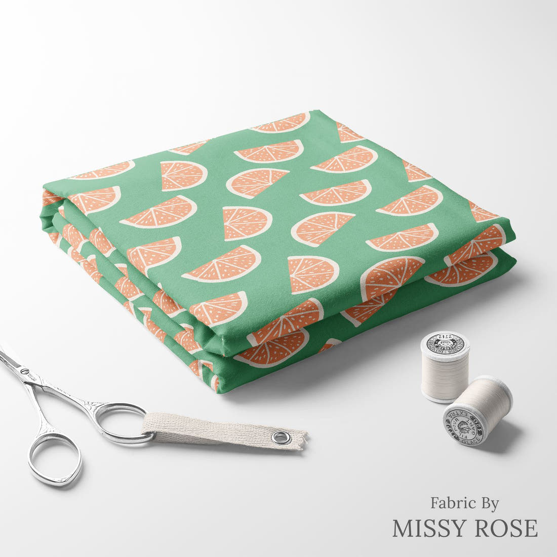 Indy Bloom Fabric Summer Sunshine Tangerine 10 folded fabric stack with matching thread - pre-order fabric Australia | Fabric by Missy Rose