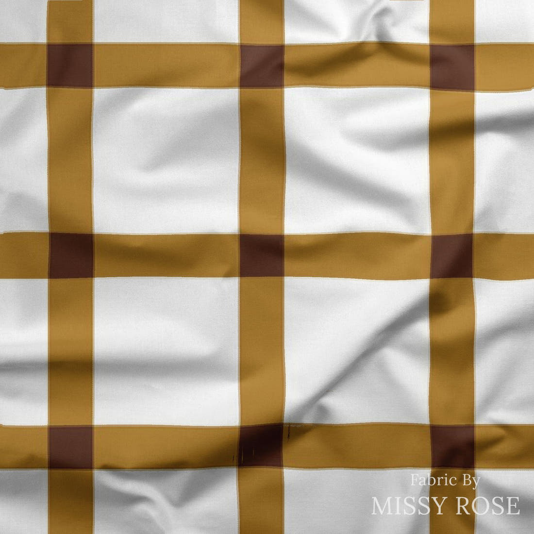 Indy Bloom Fabric Sunflower Girl Brown Gingham 08 draped fabric mockup - custom printed fabric by the metre | Fabric by Missy Rose