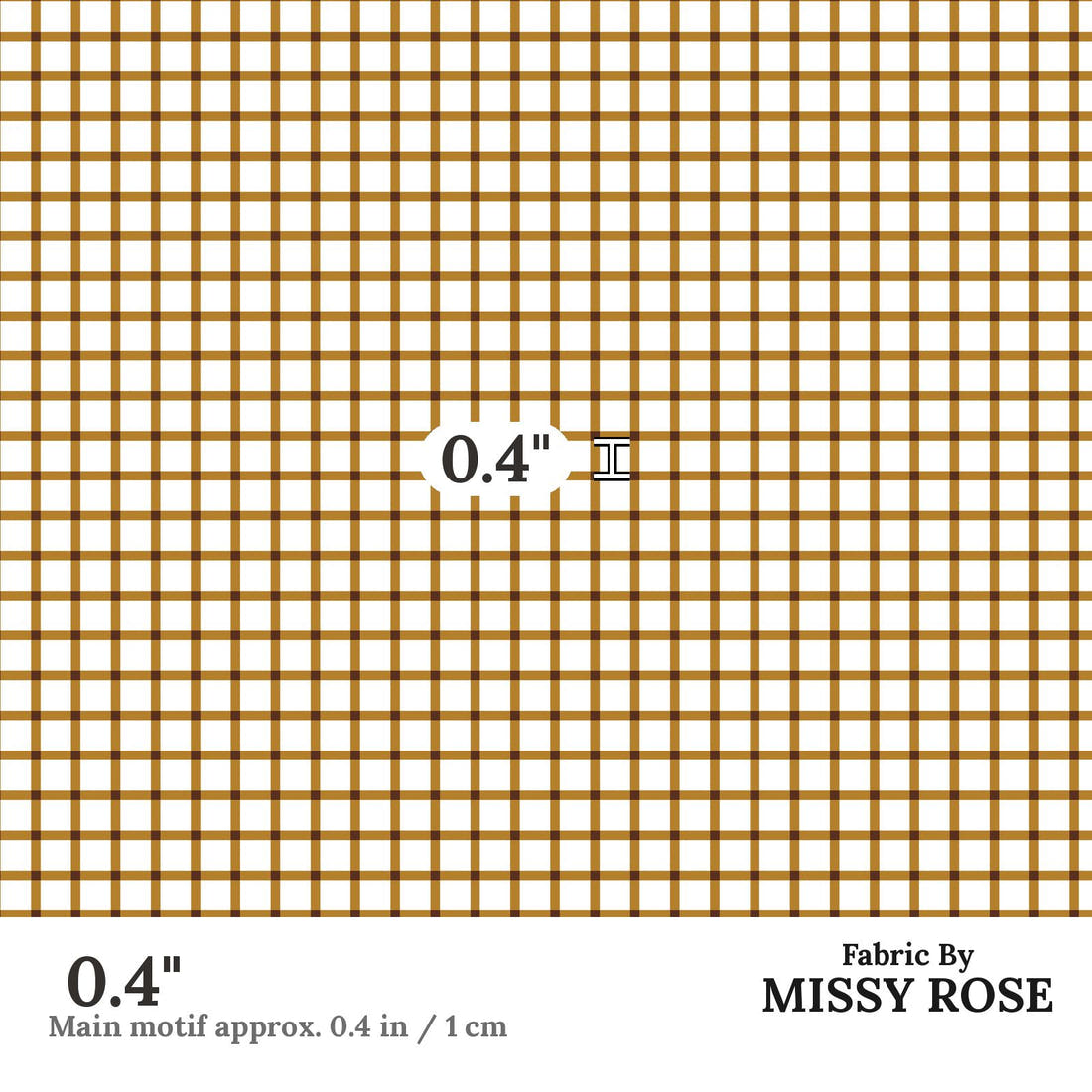Indy Bloom Fabric Sunflower Girl Brown Gingham 08 0.4 inch print scale guide | Fabric by Missy Rose