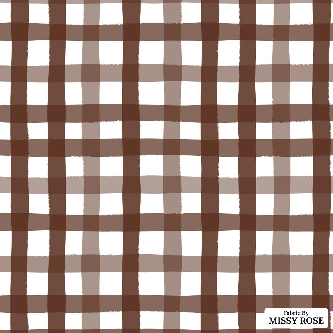 Indy Bloom Fabric Sunflower Girl Gingham Chocolate 04 flat view of the printed design | Fabric by Missy Rose
