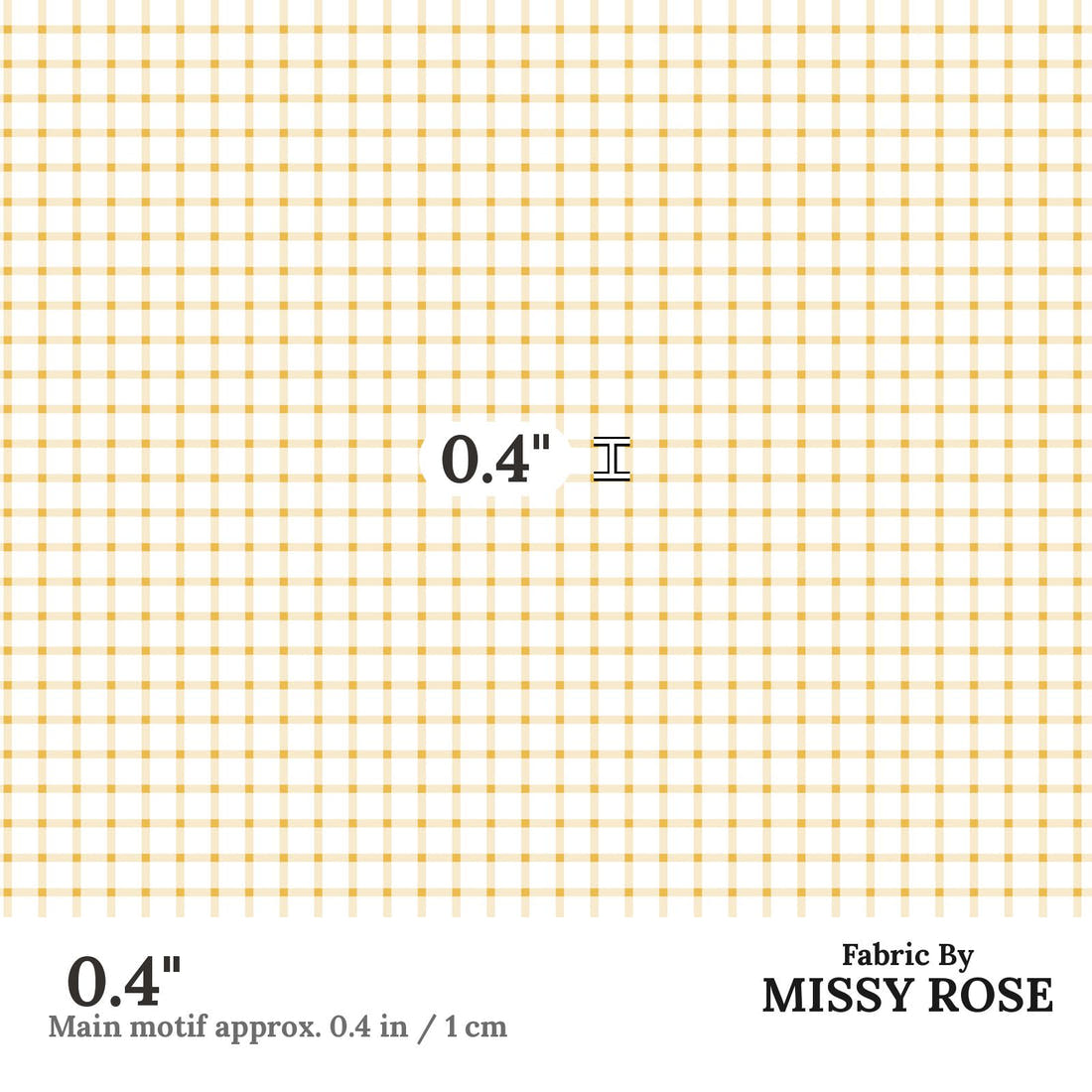 Indy Bloom Fabric Sunflower Girl Golden Cream Gingham 09 0.4 inch print scale guide | Fabric by Missy Rose
