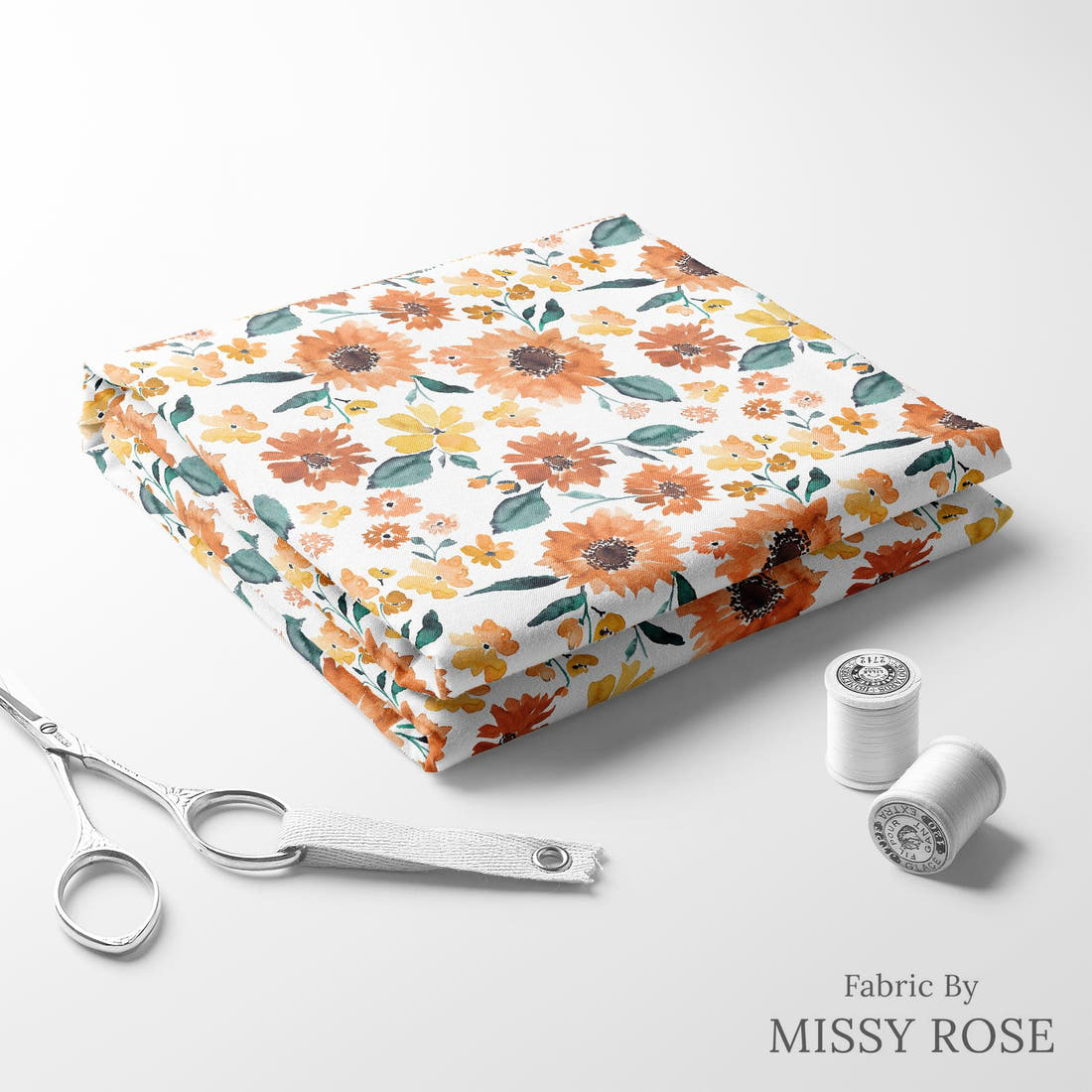 Indy Bloom Fabric Sunflower Girl Pumpkin Spice 12 folded fabric stack with matching thread - pre-order fabric Australia | Fabric by Missy Rose