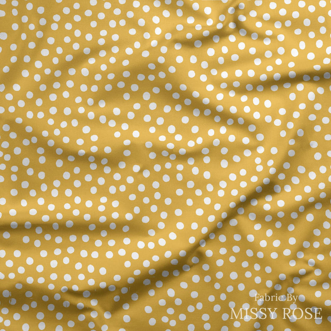 Indy Bloom Fabric Sunflower Girl Sunny Dot 05 draped fabric mockup - custom printed fabric by the metre | Fabric by Missy Rose