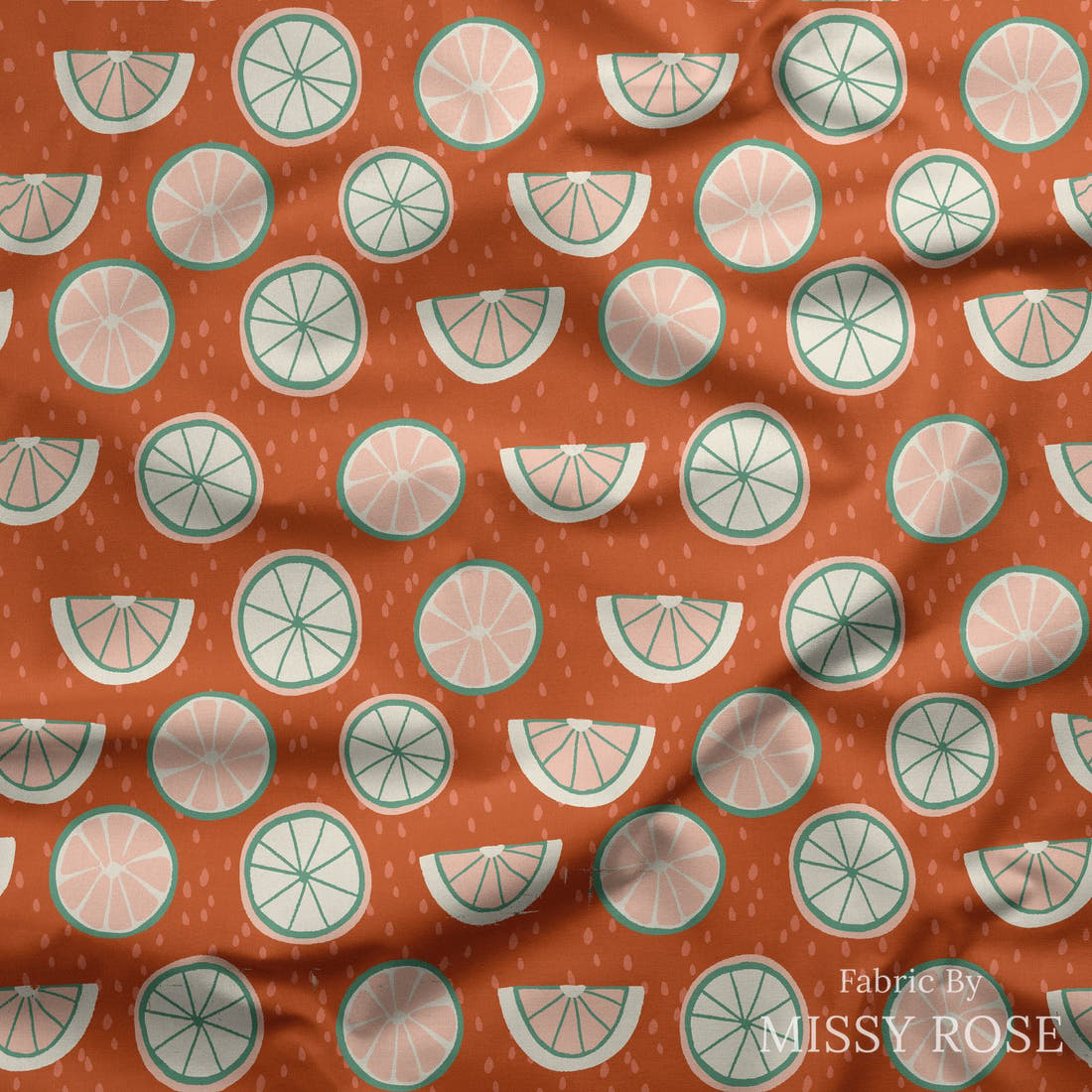 Indy Bloom Fabric Vintage Fruit Fruit Crush 04 draped fabric mockup - custom printed fabric by the metre | Fabric by Missy Rose