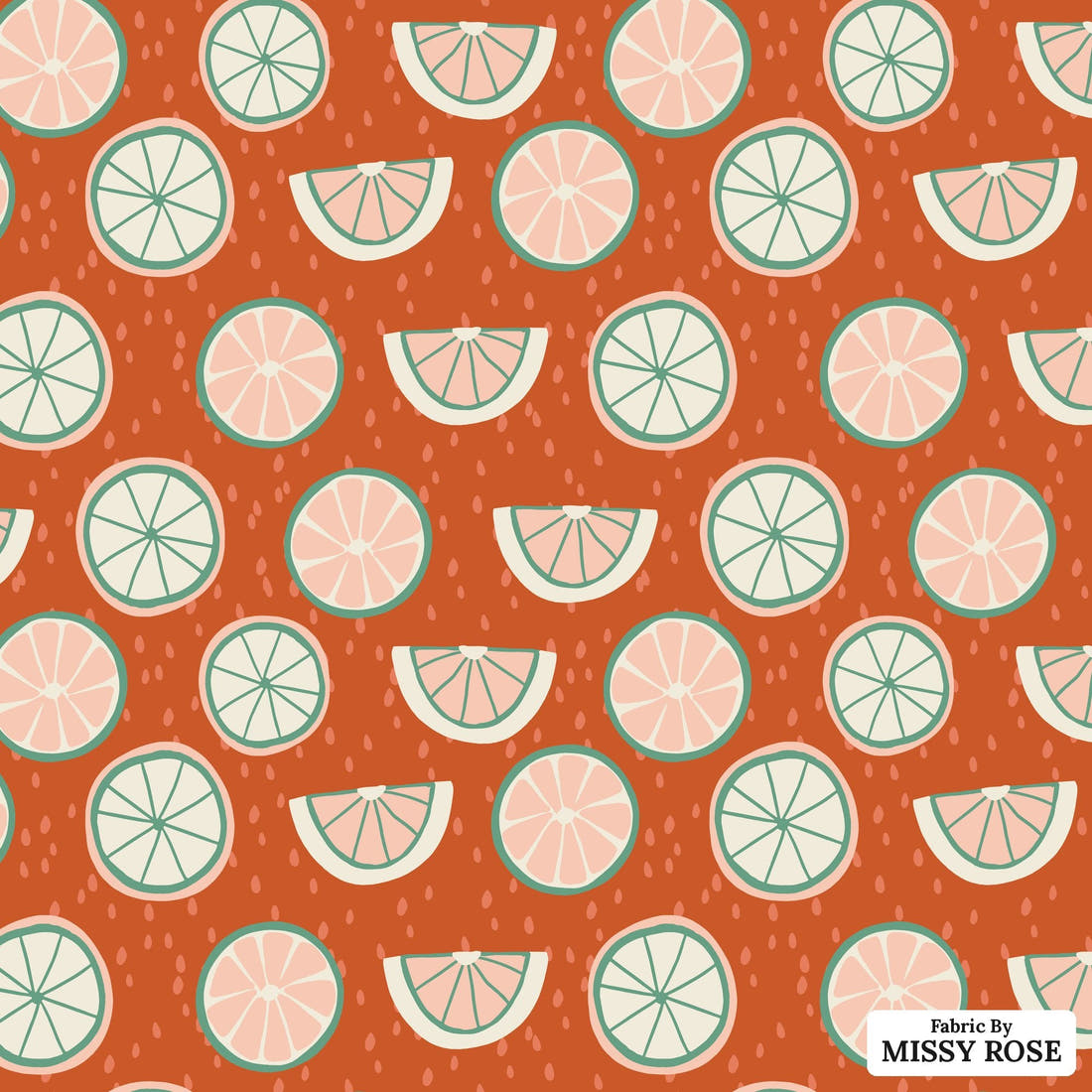 Indy Bloom Fabric Vintage Fruit Fruit Crush 04 flat view of the printed design | Fabric by Missy Rose