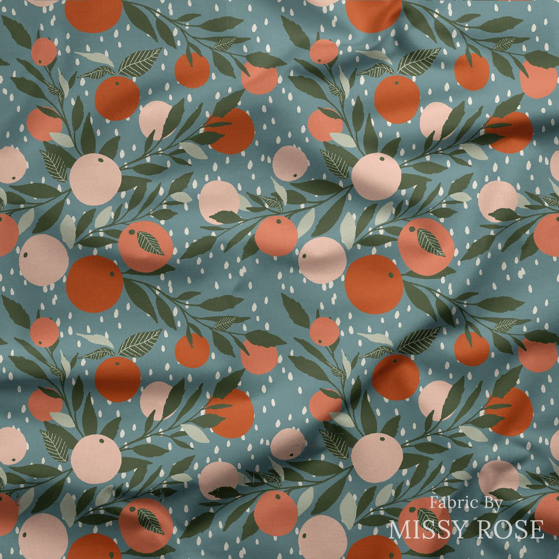 Indy Bloom Fabric Vintage Fruit Grapefruit Rain 08 draped fabric mockup - custom printed fabric by the metre | Fabric by Missy Rose
