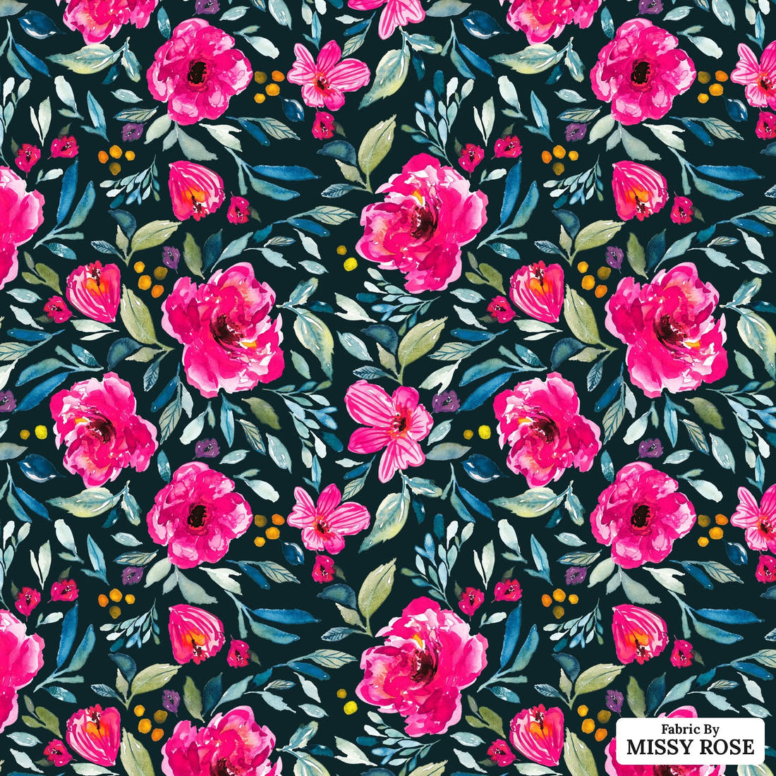Indy Bloom Fabric Watercolour Floral Summertime Garden 49 flat view of the printed design | Fabric by Missy Rose