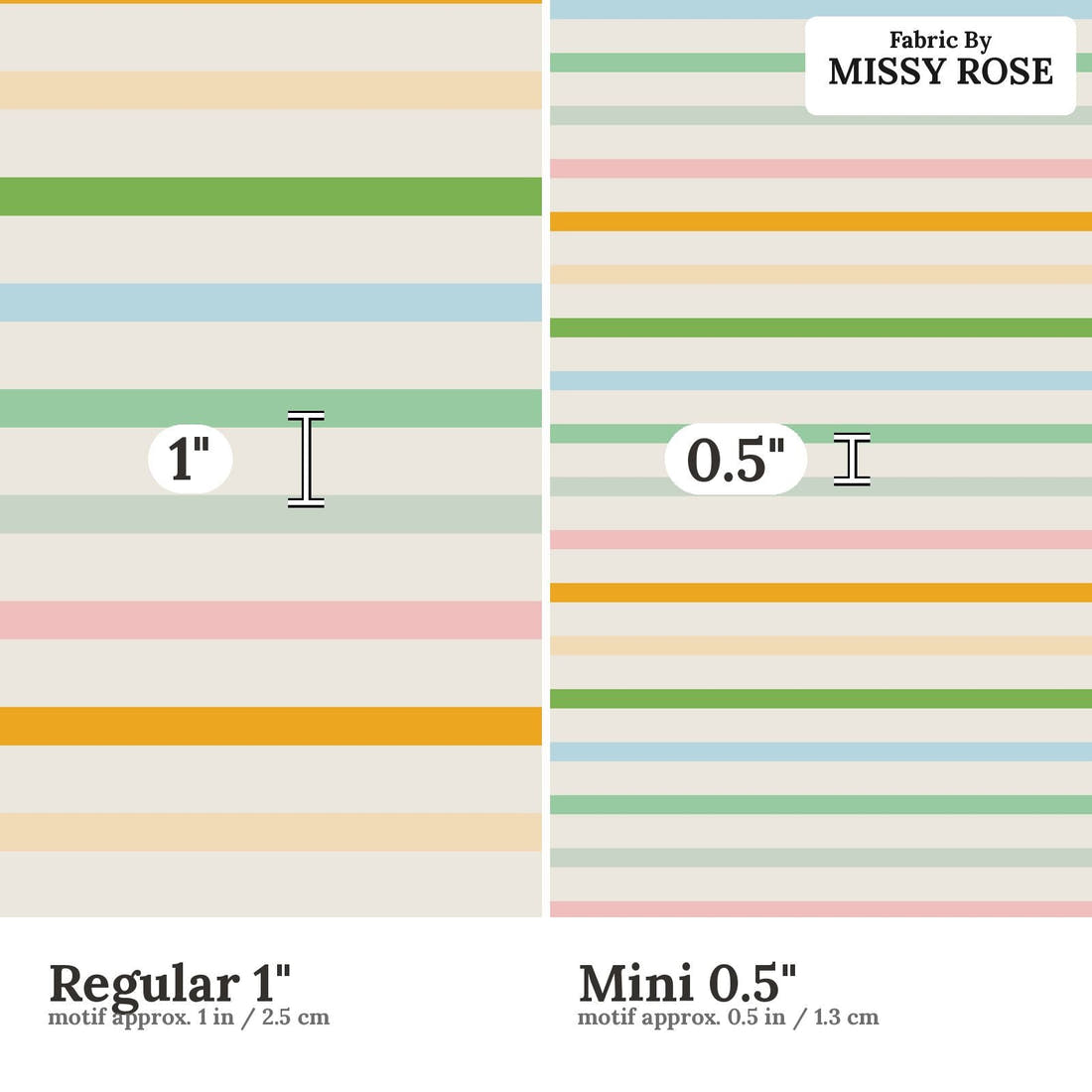 Kristina Forrest 2 Regular 1 inch vs Mini 0.5 inch print scale side by side | Fabric by Missy Rose