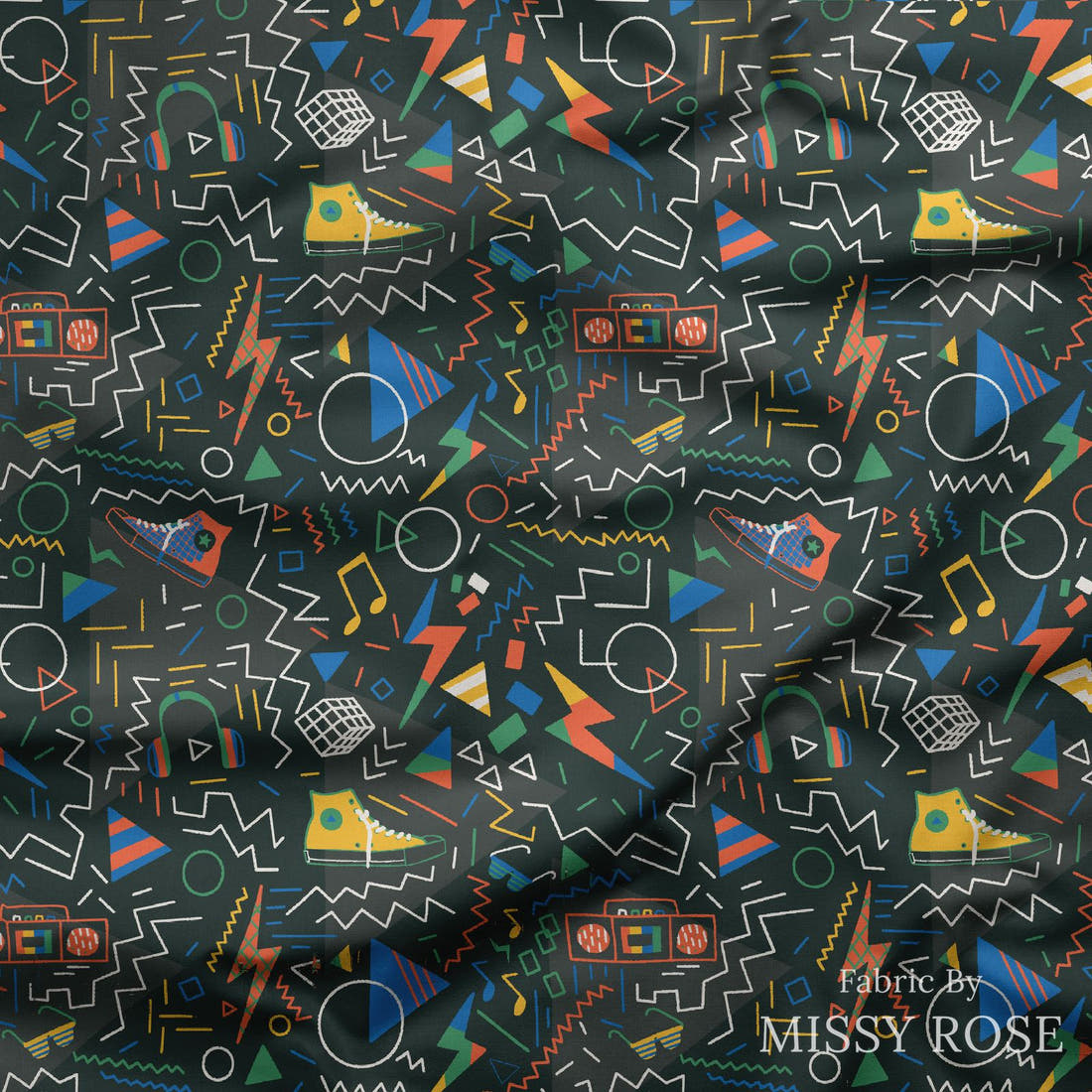 Kristina Forrest 3 draped fabric mockup - custom printed fabric by the metre | Fabric by Missy Rose
