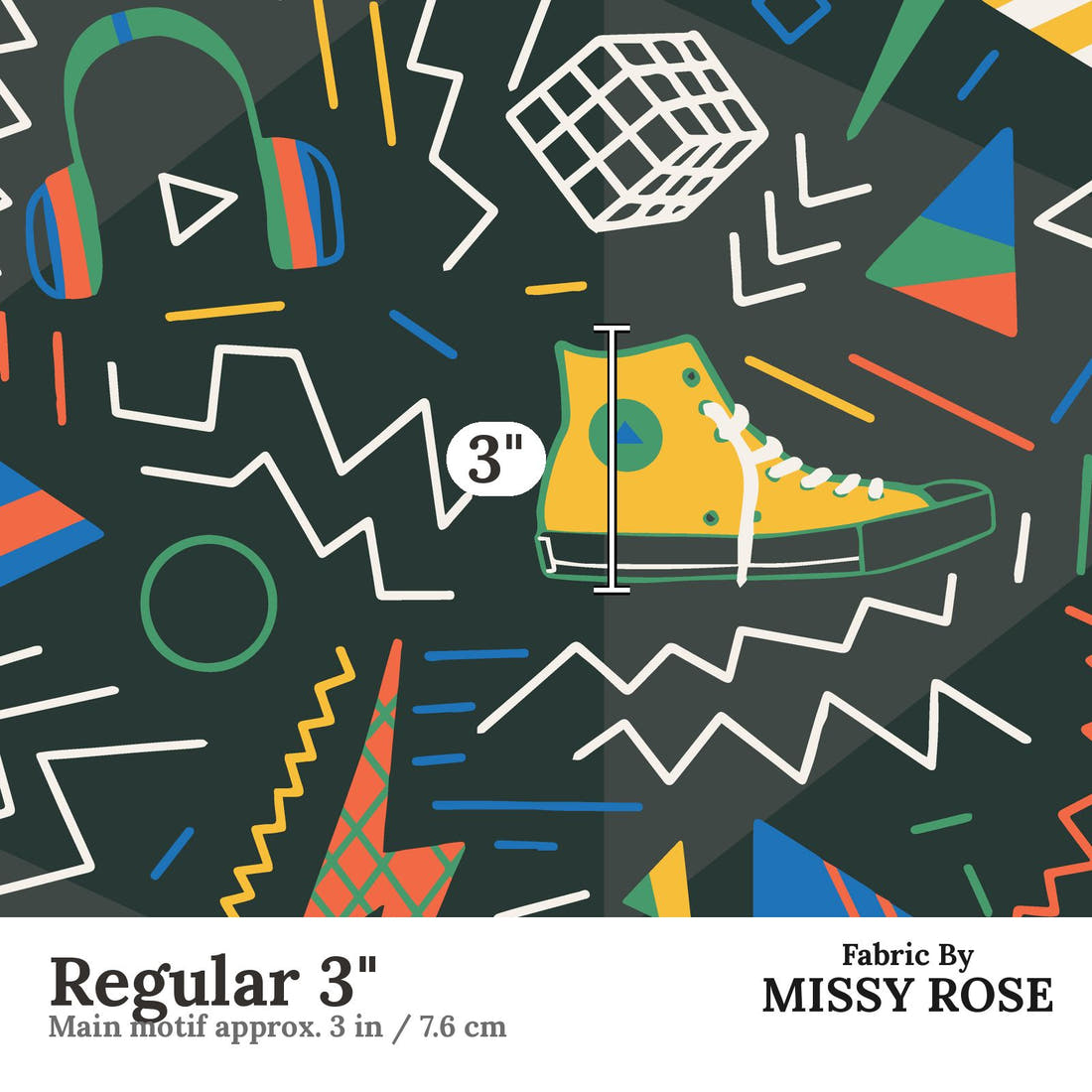 Kristina Forrest 3 Regular 3 inch print scale guide | Fabric by Missy Rose