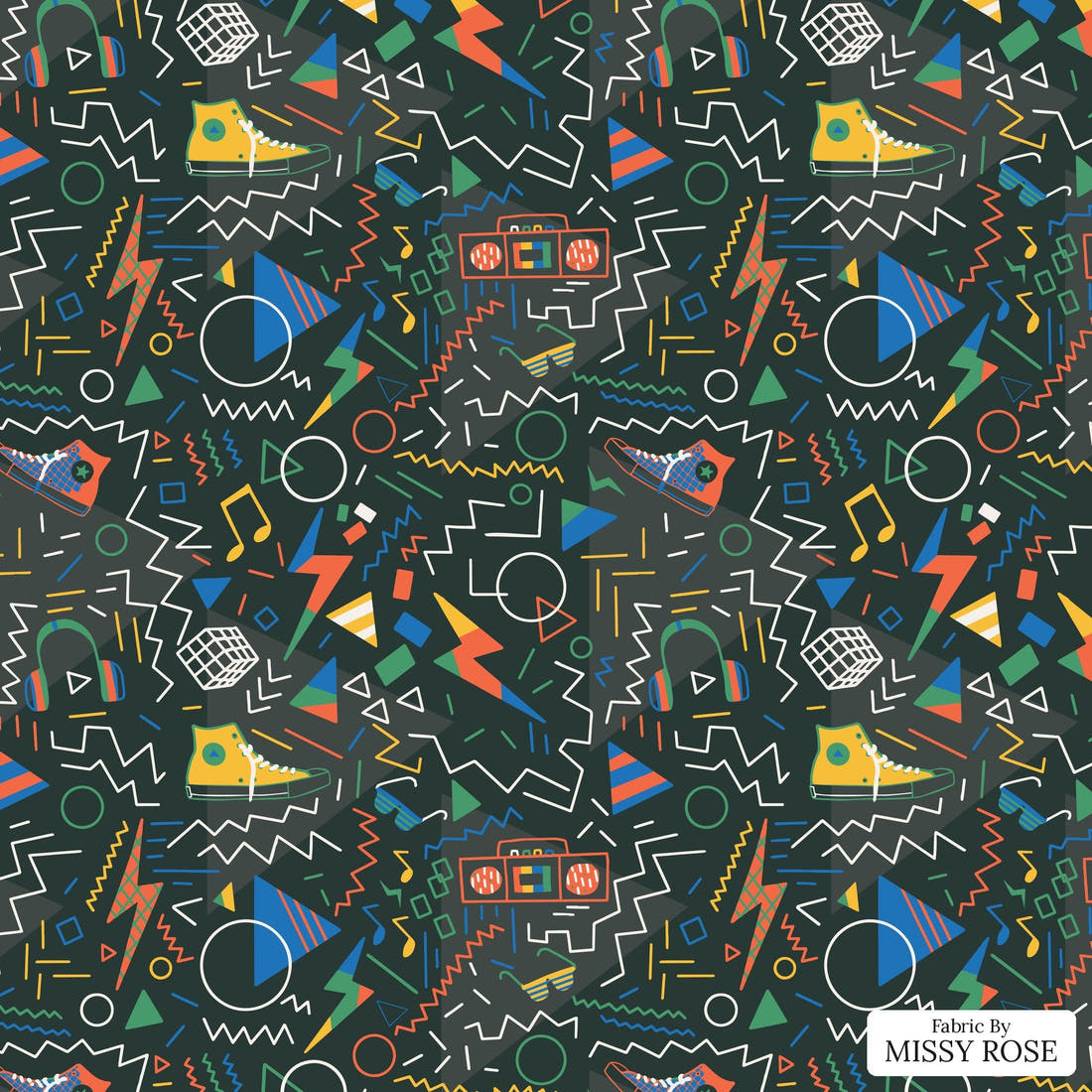 Kristina Forrest 3 - flat view of the print, zoom in for detail | Fabric by Missy Rose