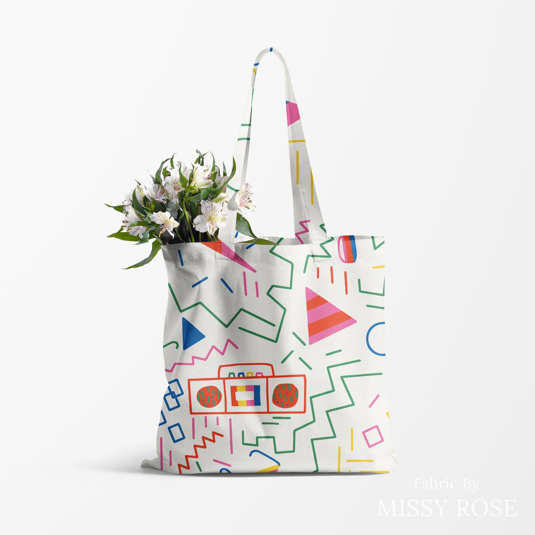 Kristina Forrest 4 made up as a tote bag - see how the print looks made up | Fabric by Missy Rose