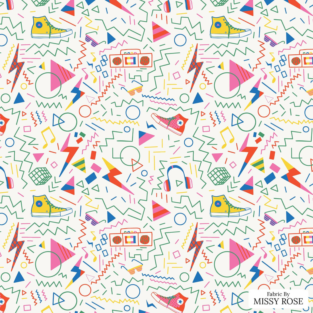Kristina Forrest 4 - flat view of the print, zoom in for detail | Fabric by Missy Rose
