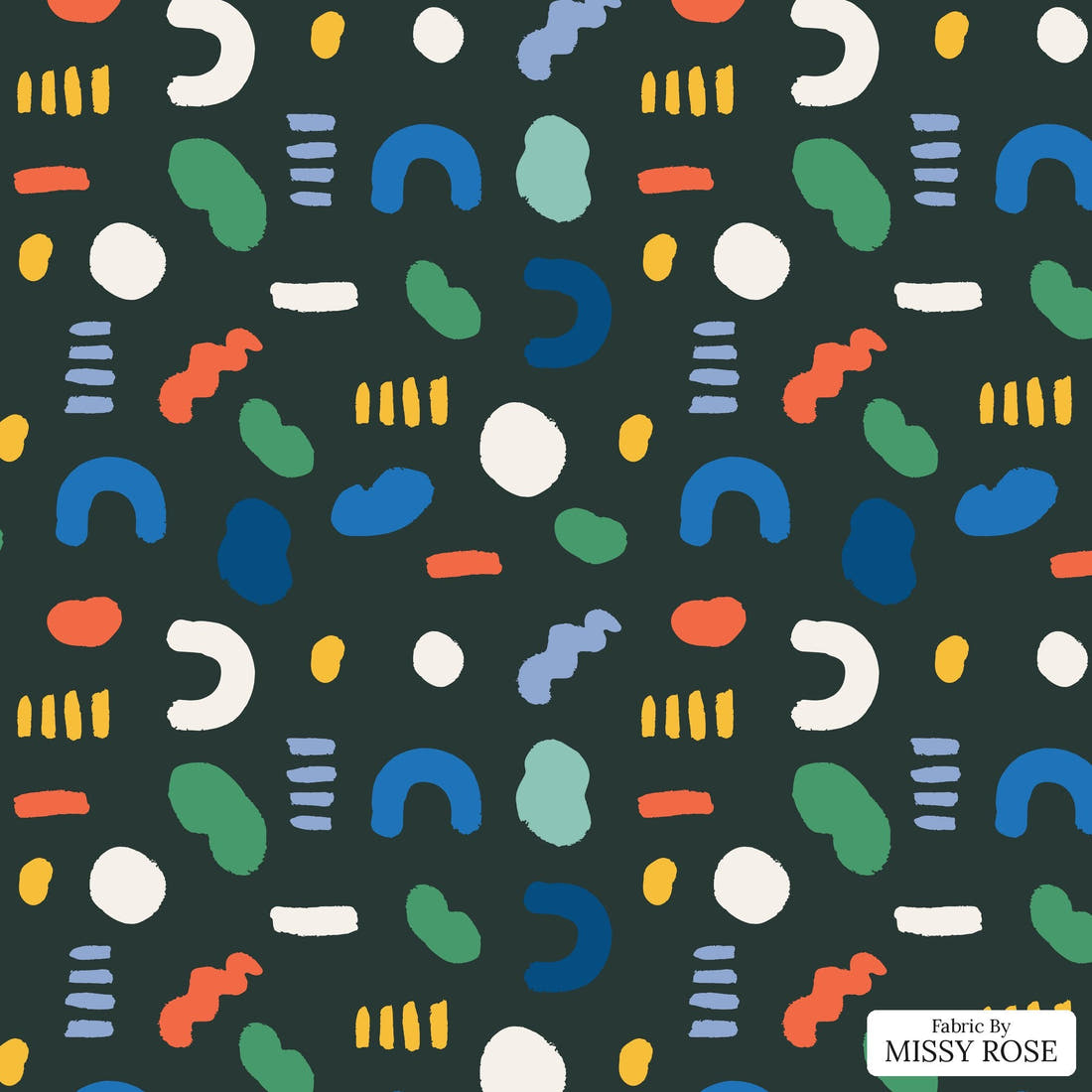 Kristina Forrest 6 - flat view of the print, zoom in for detail | Fabric by Missy Rose