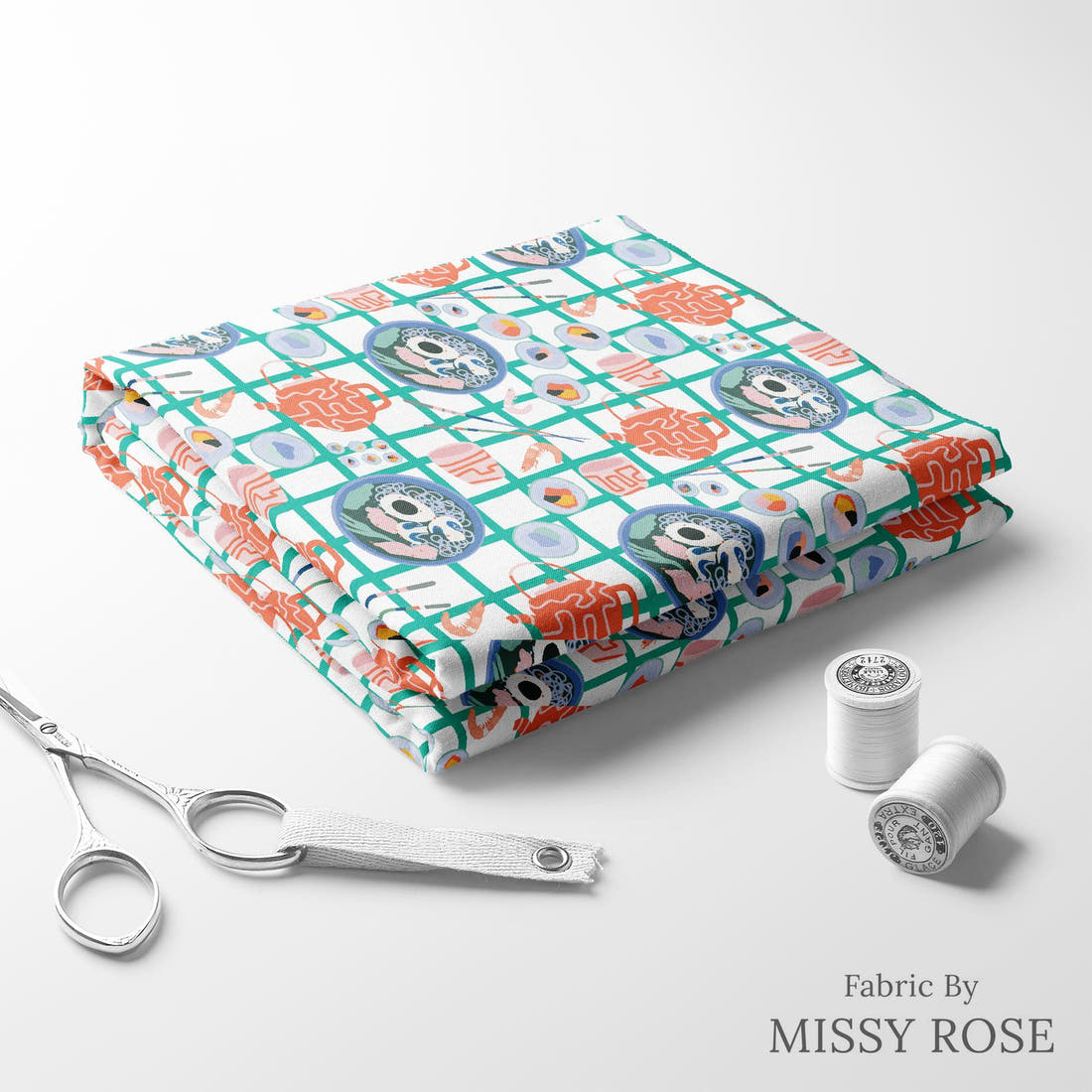Kristina Forrest 8 folded fabric stack with matching thread - pre-order fabric Australia | Fabric by Missy Rose