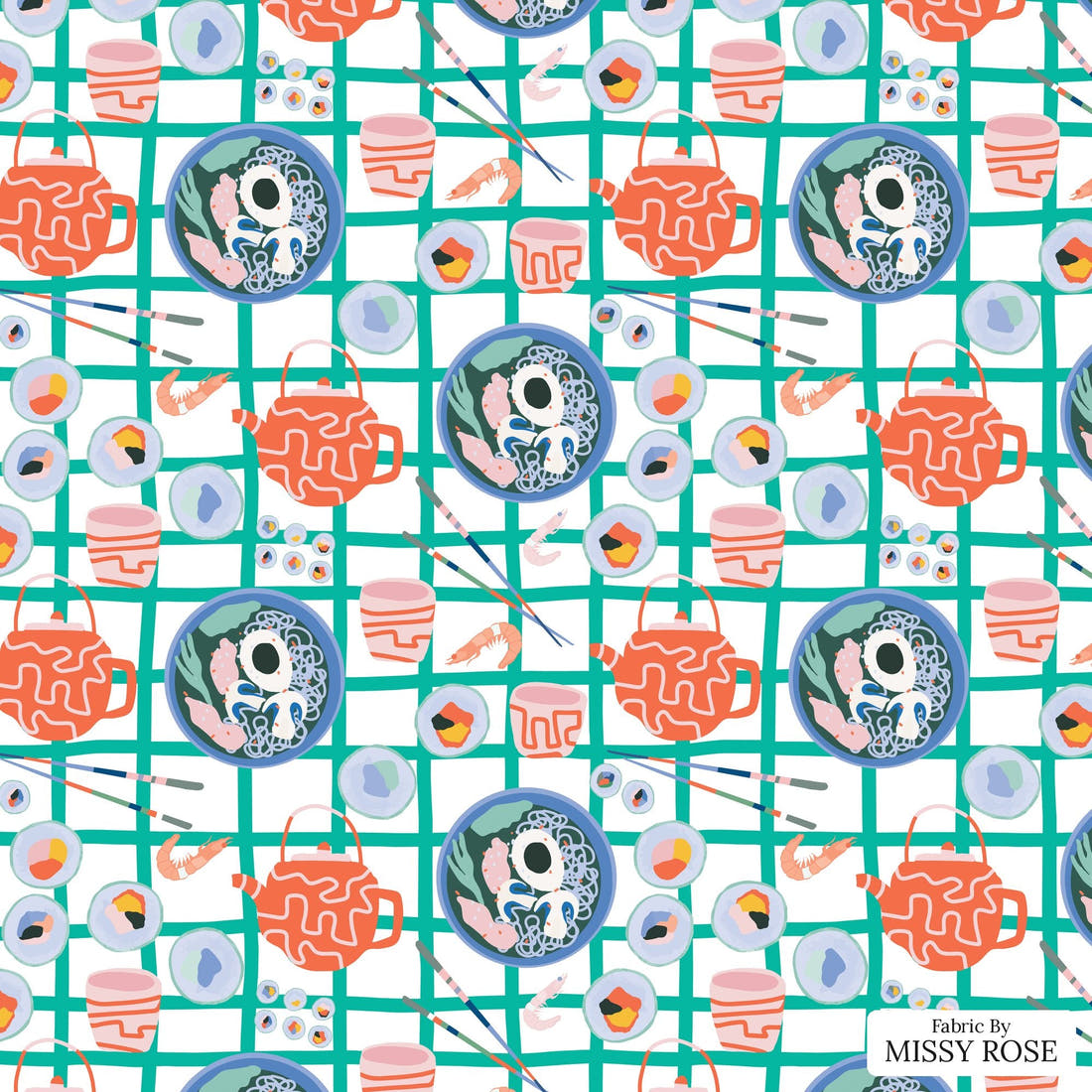 Kristina Forrest 8 - flat view of the print, zoom in for detail | Fabric by Missy Rose