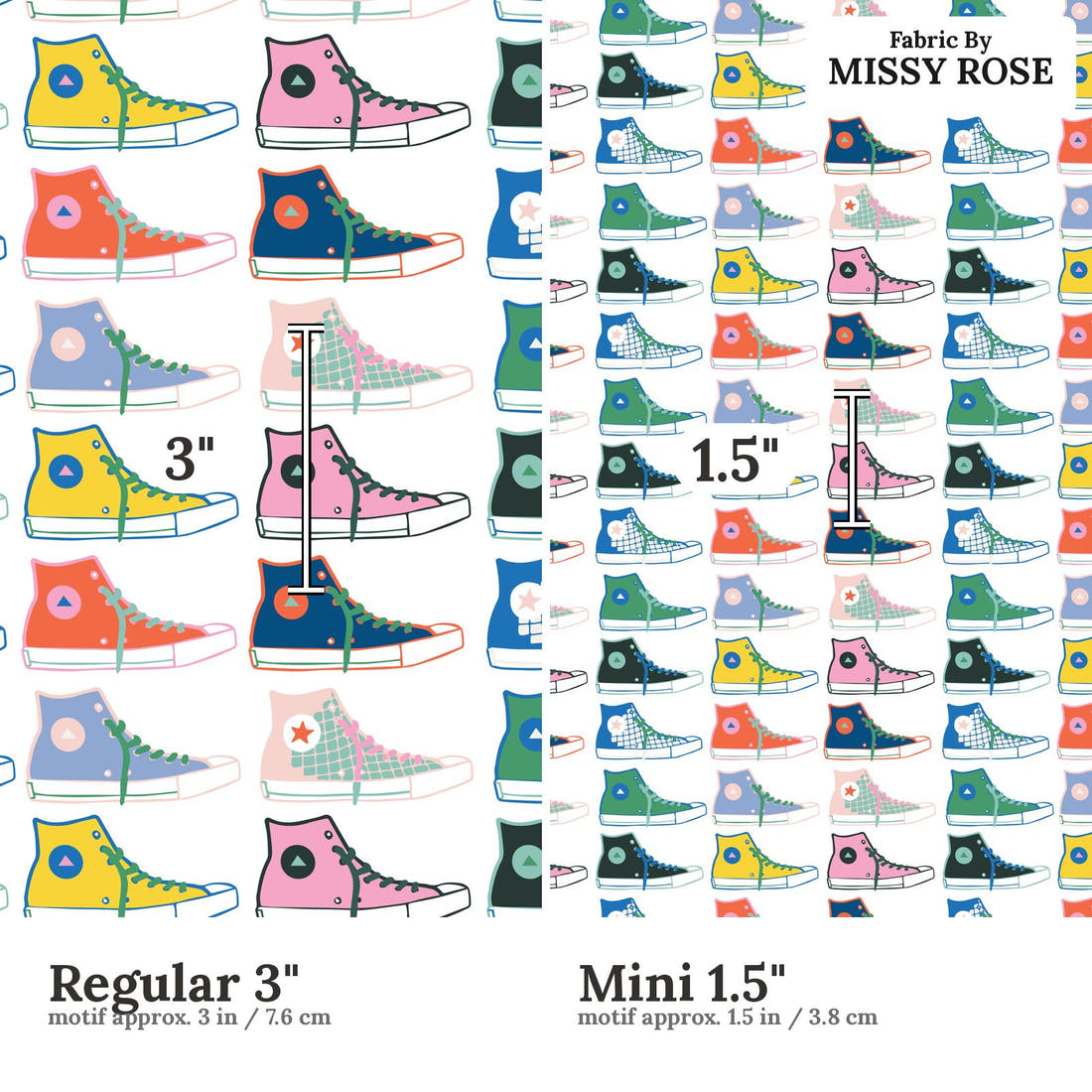 Kristina Forrest 10 Regular 3 inch vs Mini 1.5 inch print scale side by side | Fabric by Missy Rose